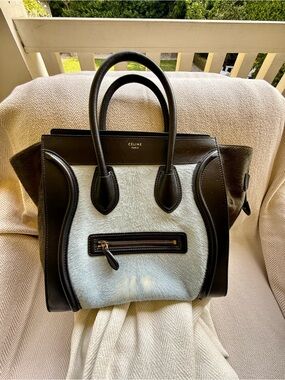 Vintage Celine Medium Luggage Tote-Pony Hair & Leather-Phoebe Philo Era